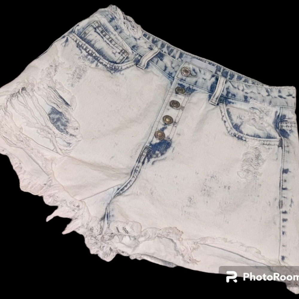 VERVET DISTRESSED RIPPED stone wash denim shorts women’s size M 8 10
